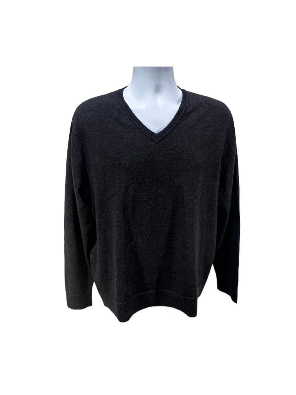 Gap Mens Merino Wool Long Sleeves V Neck Sweater XL Black